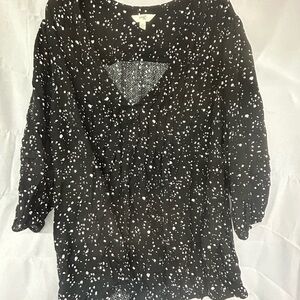 Terra & Sky Black and White 3/4 Sleeve Cut Out Blouse